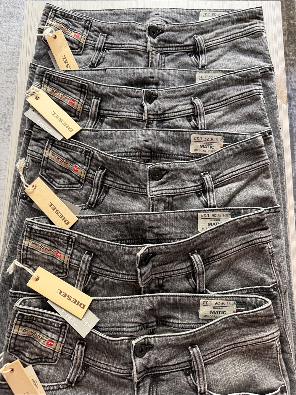Diesel Matic 8JL - Grey Faded Slim Straight Jeans